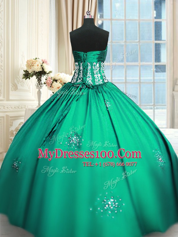 Best Floor Length Ball Gowns Sleeveless Teal Ball Gown Prom Dress Lace Up