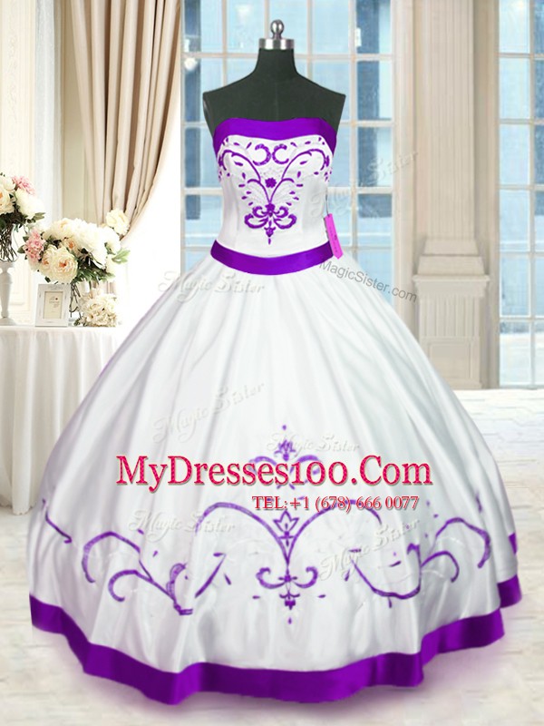Excellent Floor Length Ball Gowns Sleeveless White Quinceanera Dress Lace Up