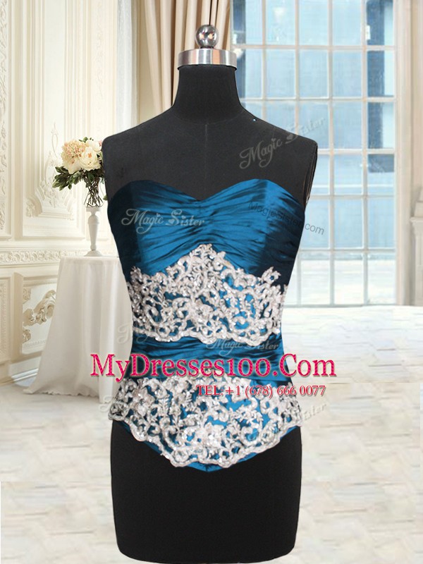 Teal Lace Up Sweetheart Beading and Lace and Appliques and Ruching Vestidos de Quinceanera Taffeta and Tulle Sleeveless