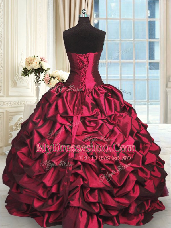 Trendy Red Sweetheart Neckline Beading and Lace and Ruching and Pick Ups 15th Birthday Dress Long Sleeves Zipper