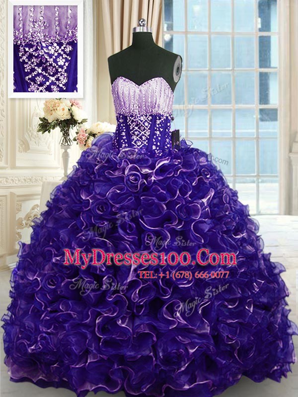 Sweet With Train Ball Gowns Sleeveless Purple Ball Gown Prom Dress Brush Train Lace Up