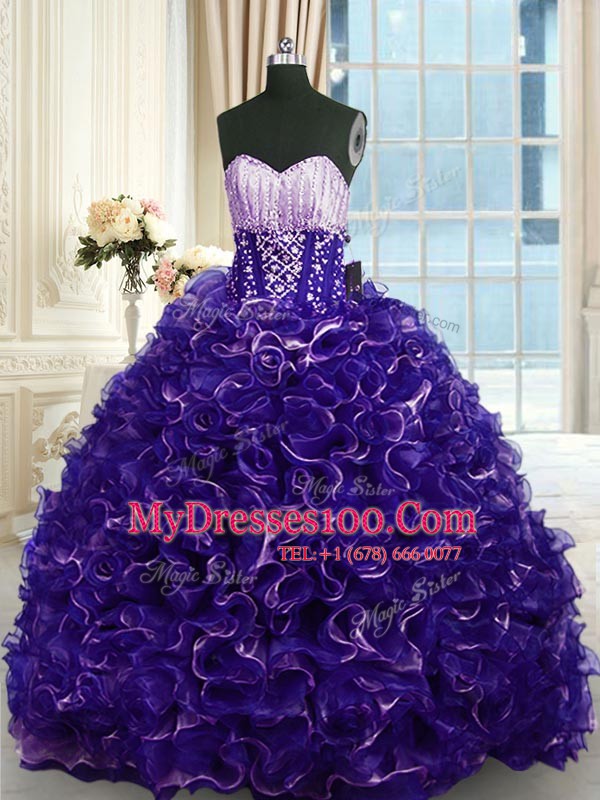Sweet With Train Ball Gowns Sleeveless Purple Ball Gown Prom Dress Brush Train Lace Up