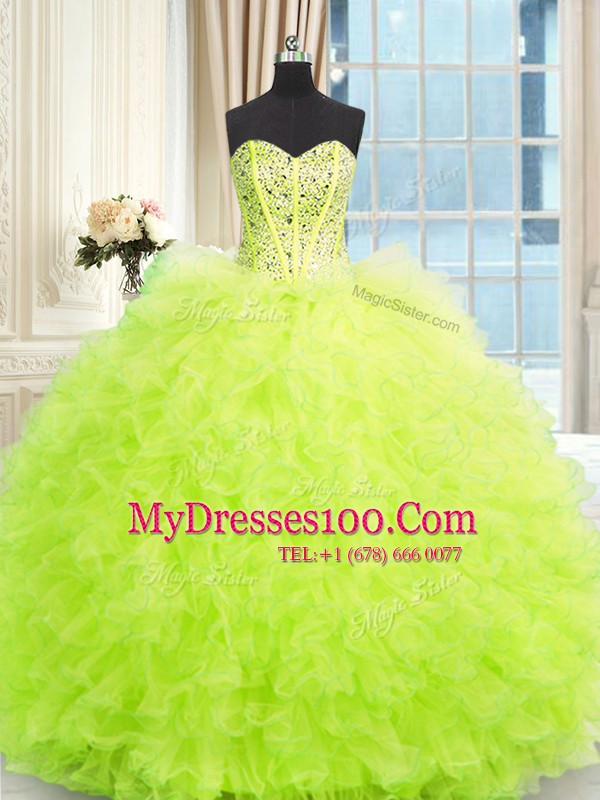 Latest Three Piece Floor Length Lace Up Quinceanera Dresses for Military Ball and Sweet 16 and Quinceanera with Beading and Ruffles