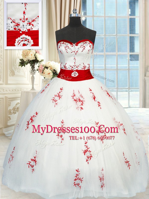 Edgy Sweetheart Sleeveless Lace Up Quinceanera Dresses White Tulle