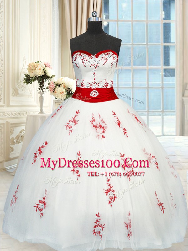 Edgy Sweetheart Sleeveless Lace Up Quinceanera Dresses White Tulle
