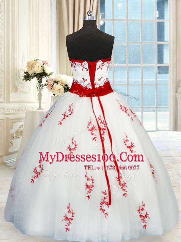 Edgy Sweetheart Sleeveless Lace Up Quinceanera Dresses White Tulle
