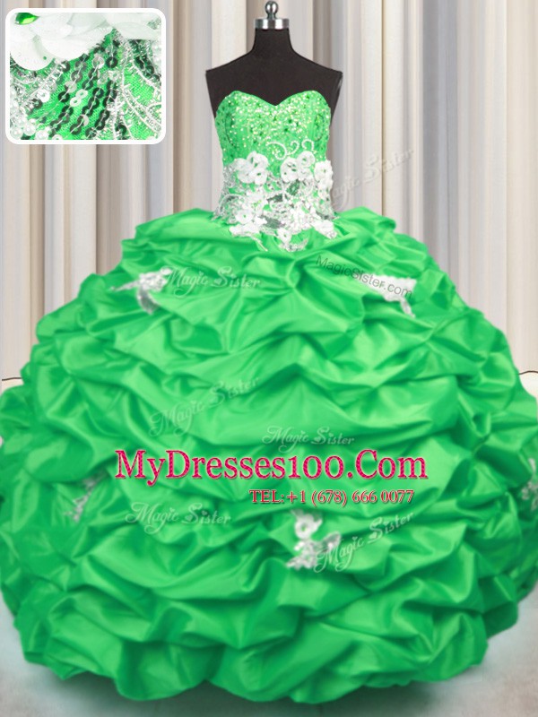 Pretty Sleeveless Brush Train Appliques and Sequins and Pick Ups With Train Sweet 16 Dresses
