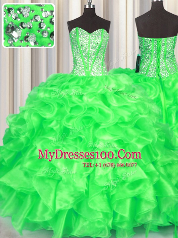 Clearance Sleeveless Organza Lace Up Sweet 16 Dress for Military Ball and Sweet 16 and Quinceanera