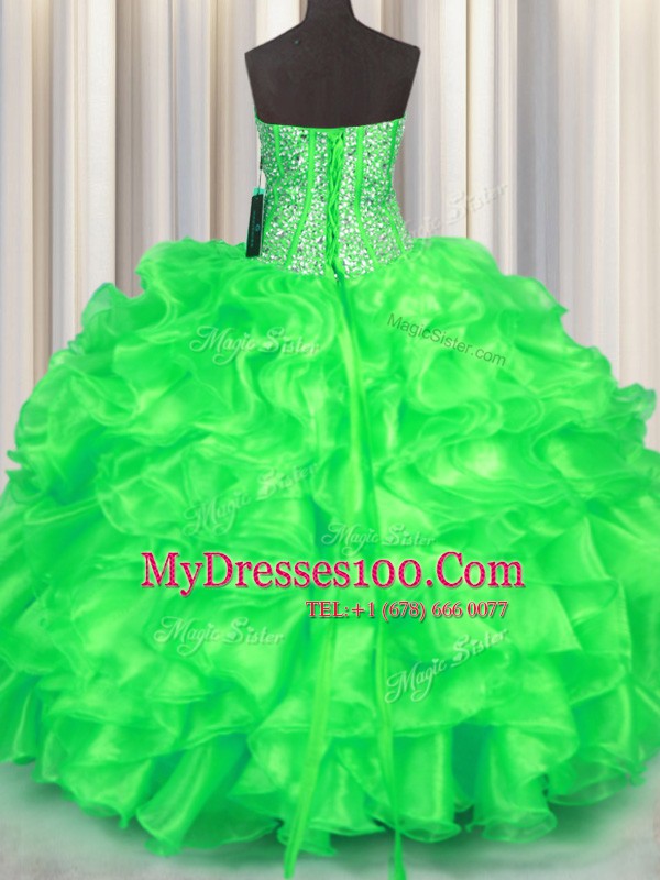 Clearance Sleeveless Organza Lace Up Sweet 16 Dress for Military Ball and Sweet 16 and Quinceanera