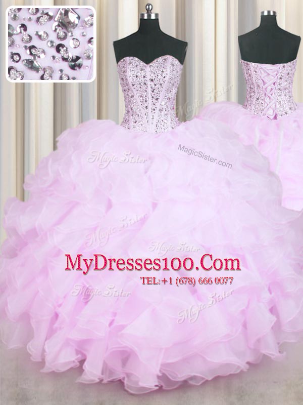Mermaid Floor Length Lilac 15 Quinceanera Dress Sweetheart Sleeveless Lace Up