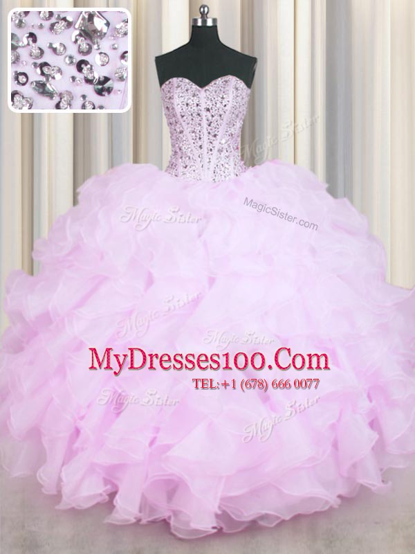 Mermaid Floor Length Lilac 15 Quinceanera Dress Sweetheart Sleeveless Lace Up