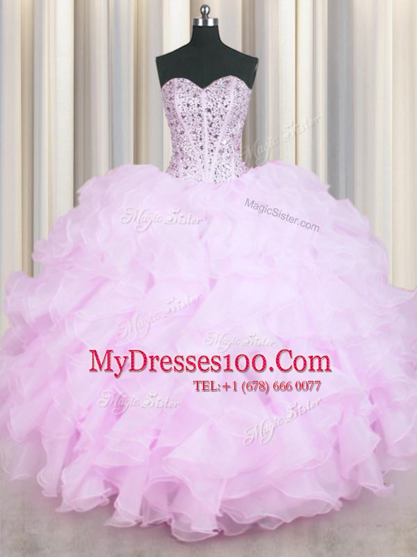 Mermaid Floor Length Lilac 15 Quinceanera Dress Sweetheart Sleeveless Lace Up