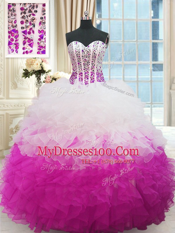 Popular Multi-color Quinceanera Dress Military Ball and Sweet 16 and Quinceanera and For with Beading and Ruffles Sweetheart Sleeveless Lace Up