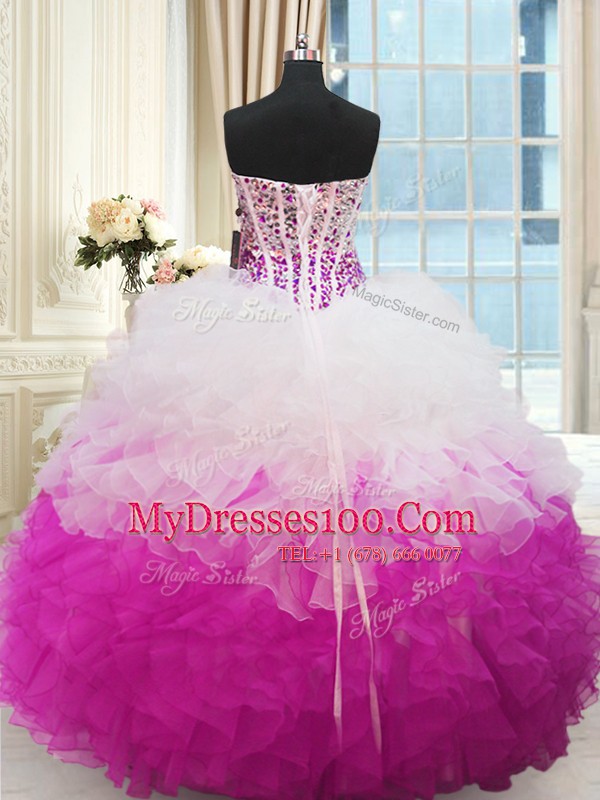 Popular Multi-color Quinceanera Dress Military Ball and Sweet 16 and Quinceanera and For with Beading and Ruffles Sweetheart Sleeveless Lace Up