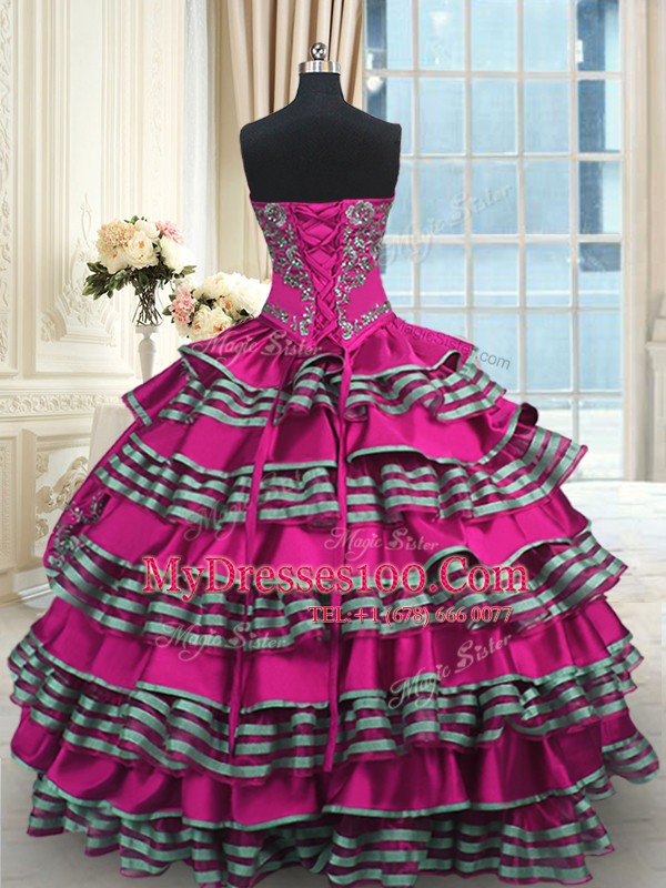 Most Popular Sleeveless Embroidery and Ruffled Layers Lace Up 15 Quinceanera Dress