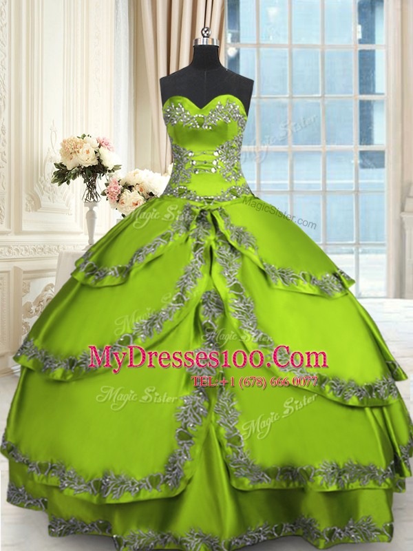 Lace Up Vestidos de Quinceanera Beading and Embroidery and Ruffled Layers Sleeveless Floor Length