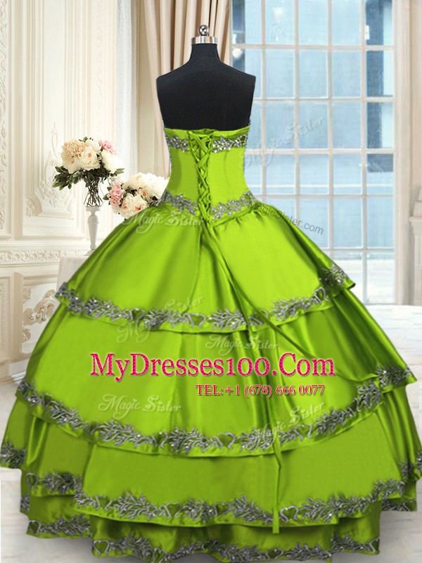 Lace Up Vestidos de Quinceanera Beading and Embroidery and Ruffled Layers Sleeveless Floor Length