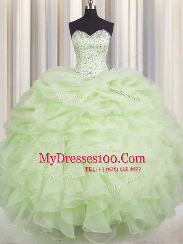 Sleeveless Beading and Ruffles Lace Up Sweet 16 Dress