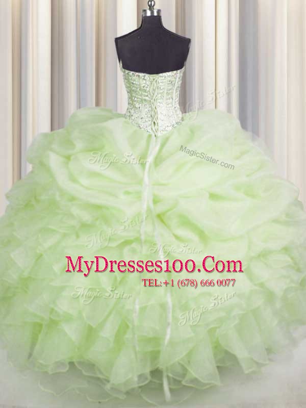 Sleeveless Beading and Ruffles Lace Up Sweet 16 Dress
