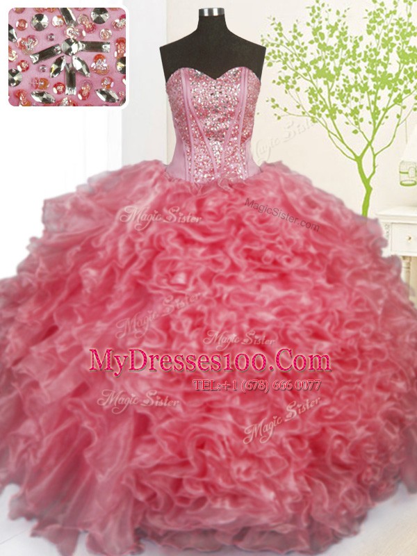 Sleeveless Lace Up Floor Length Beading and Ruffles and Pick Ups Sweet 16 Dresses