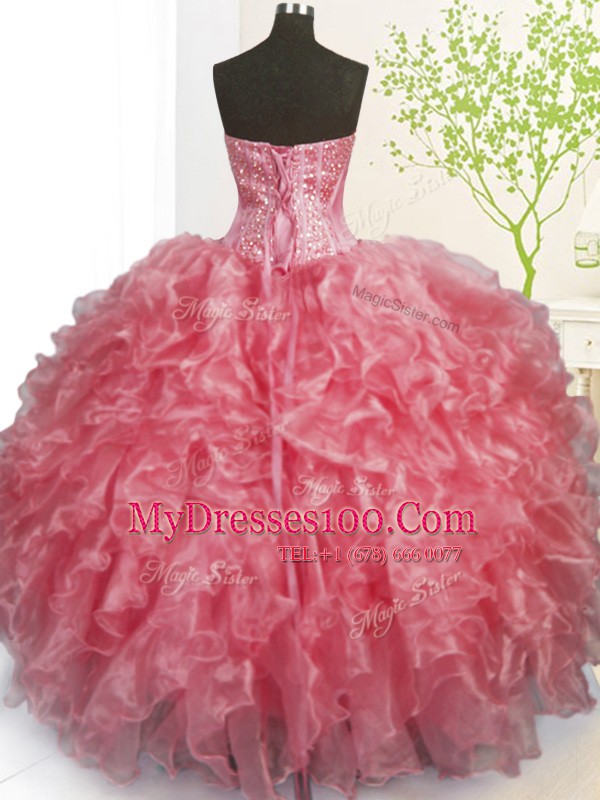 Sleeveless Lace Up Floor Length Beading and Ruffles and Pick Ups Sweet 16 Dresses