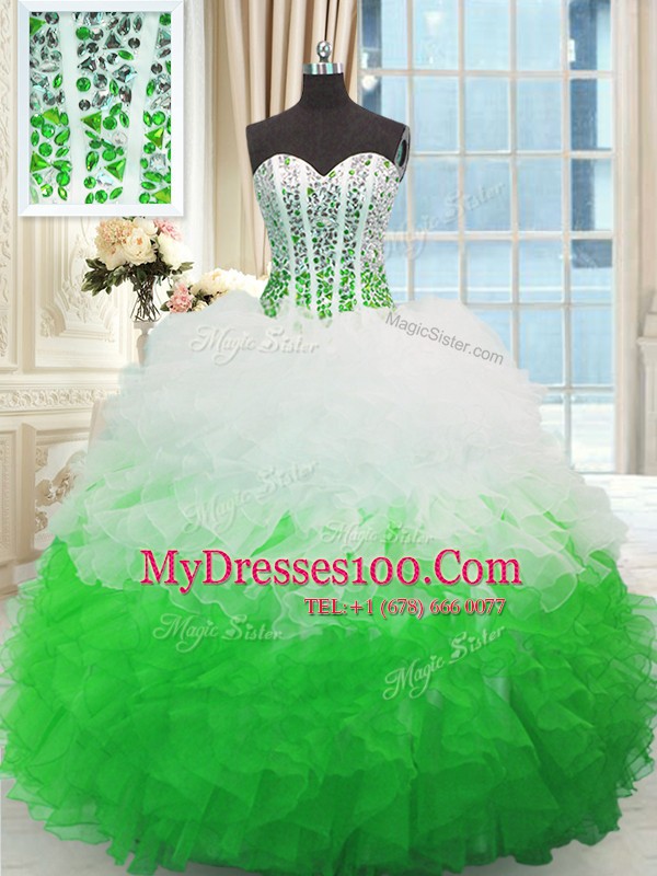 Ball Gowns Ball Gown Prom Dress Multi-color Sweetheart Organza Sleeveless Floor Length Lace Up