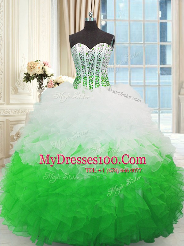 Ball Gowns Ball Gown Prom Dress Multi-color Sweetheart Organza Sleeveless Floor Length Lace Up