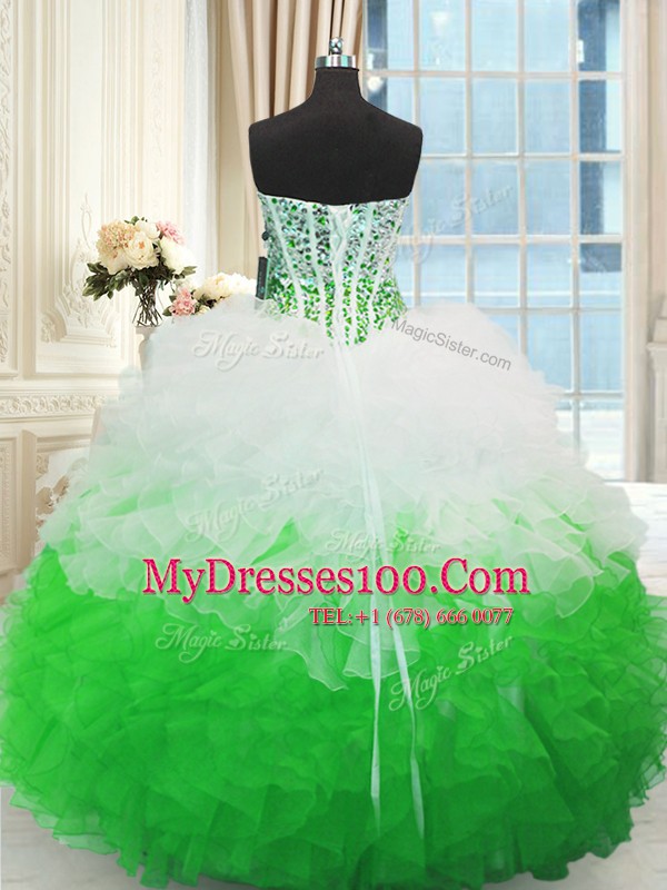 Ball Gowns Ball Gown Prom Dress Multi-color Sweetheart Organza Sleeveless Floor Length Lace Up