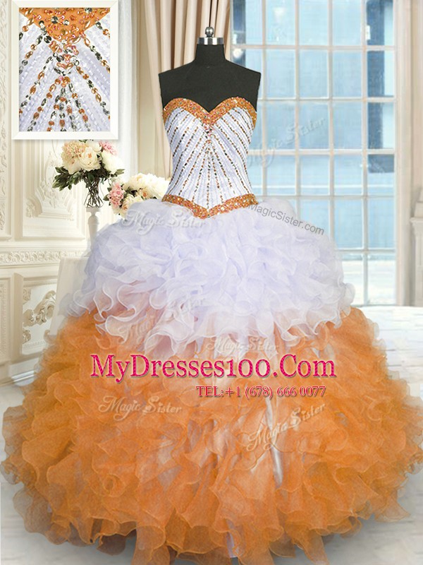 Multi-color Sleeveless Organza Lace Up Ball Gown Prom Dress for Military Ball and Sweet 16 and Quinceanera