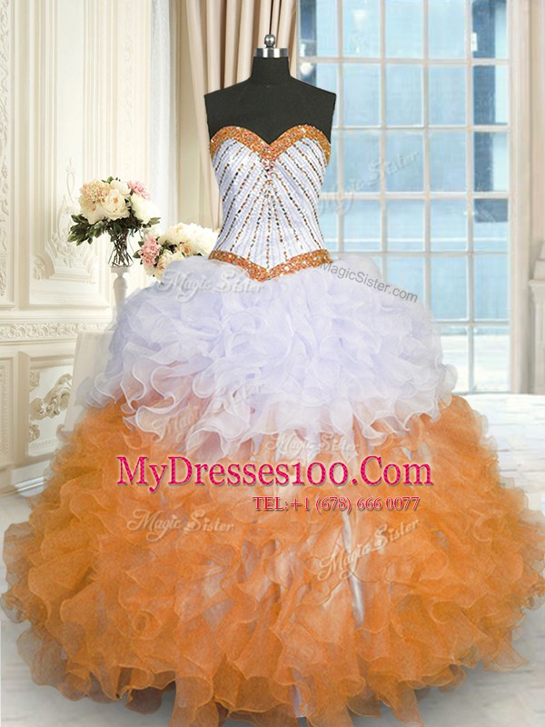 Multi-color Sleeveless Organza Lace Up Ball Gown Prom Dress for Military Ball and Sweet 16 and Quinceanera