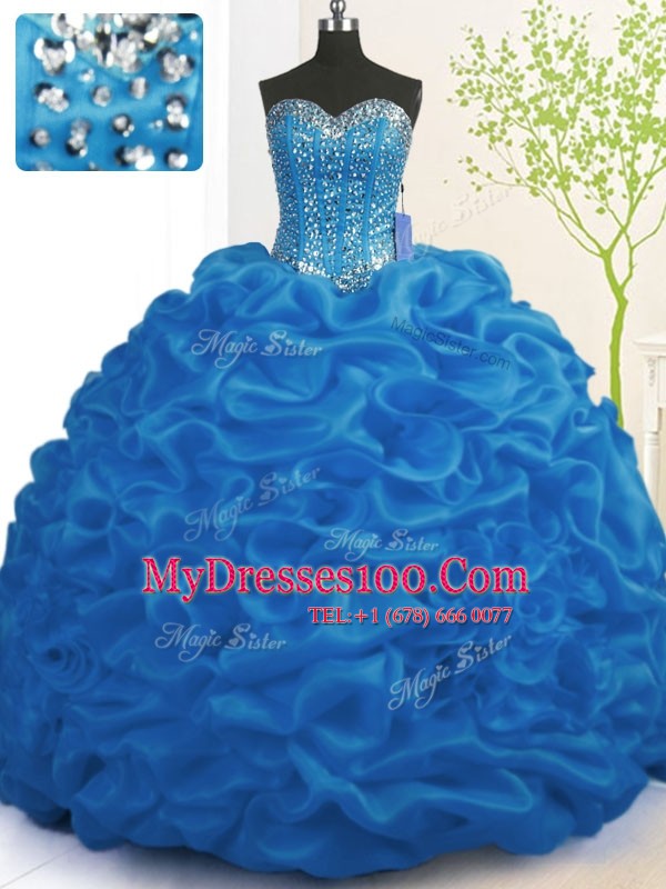 Shining Sleeveless Brush Train Beading and Ruffles Lace Up Quinceanera Gown