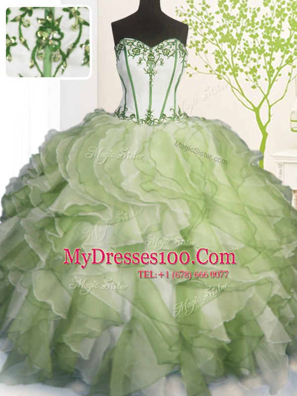 Floor Length Multi-color 15th Birthday Dress Sweetheart Sleeveless Lace Up