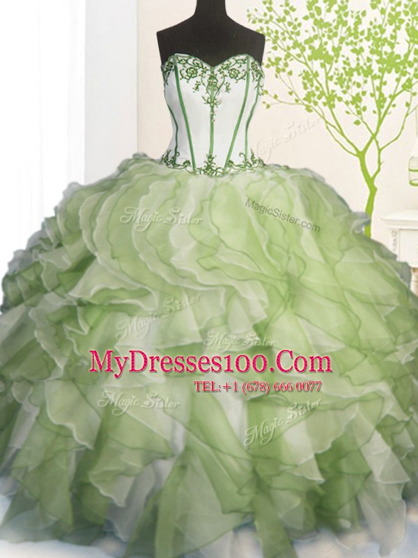Floor Length Multi-color 15th Birthday Dress Sweetheart Sleeveless Lace Up