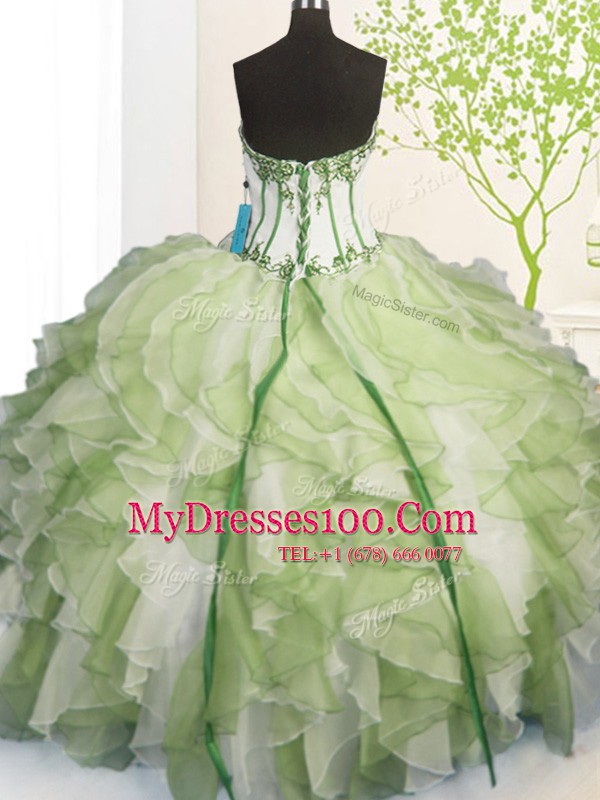 Floor Length Multi-color 15th Birthday Dress Sweetheart Sleeveless Lace Up