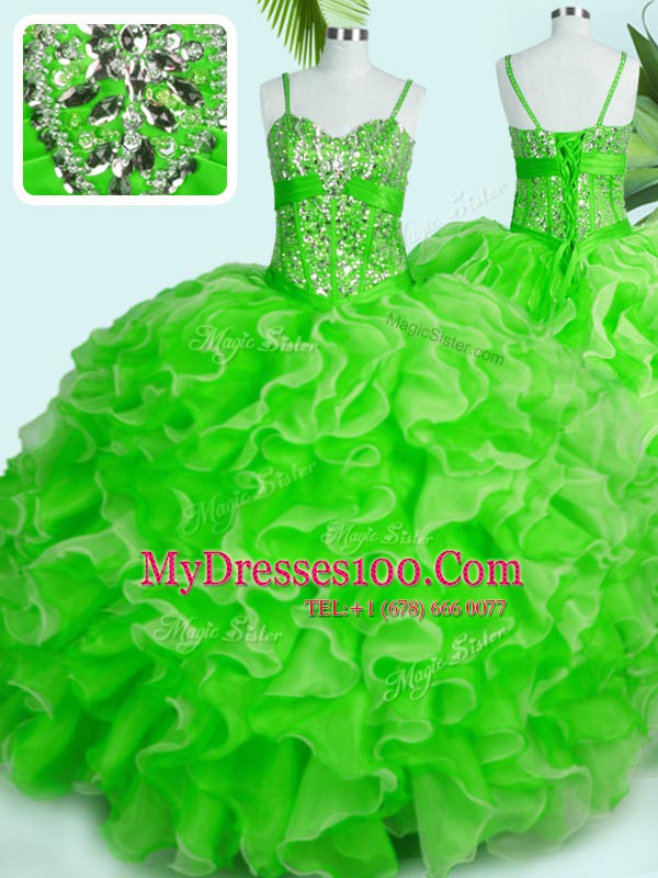 Sleeveless Beading and Ruffles Lace Up Sweet 16 Quinceanera Dress
