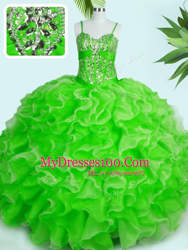 Sleeveless Beading and Ruffles Lace Up Sweet 16 Quinceanera Dress