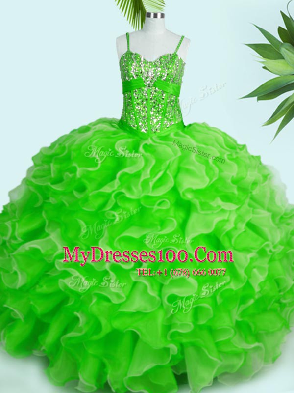 Sleeveless Beading and Ruffles Lace Up Sweet 16 Quinceanera Dress