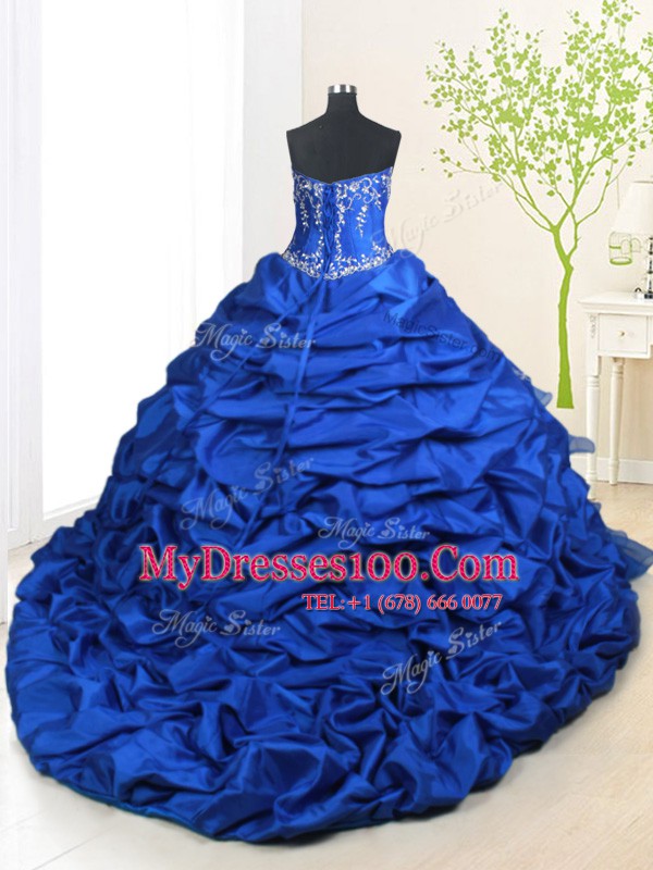 Delicate Strapless Sleeveless Organza and Taffeta Quinceanera Dress Beading and Appliques and Ruffled Layers and Pick Ups Brush Train Lace Up