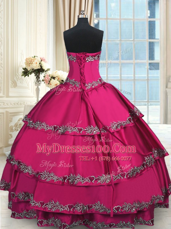 Sweetheart Sleeveless Sweet 16 Quinceanera Dress Floor Length Beading and Embroidery and Ruffled Layers Wine Red Taffeta