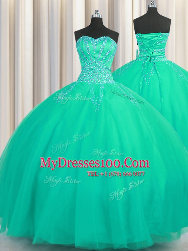 Sweet Really Puffy Sweetheart Sleeveless Tulle Sweet 16 Quinceanera Dress Beading Lace Up