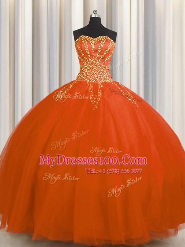 Really Puffy Red Quinceanera Gowns Military Ball and Sweet 16 and Quinceanera and For with Beading Sweetheart Sleeveless Lace Up