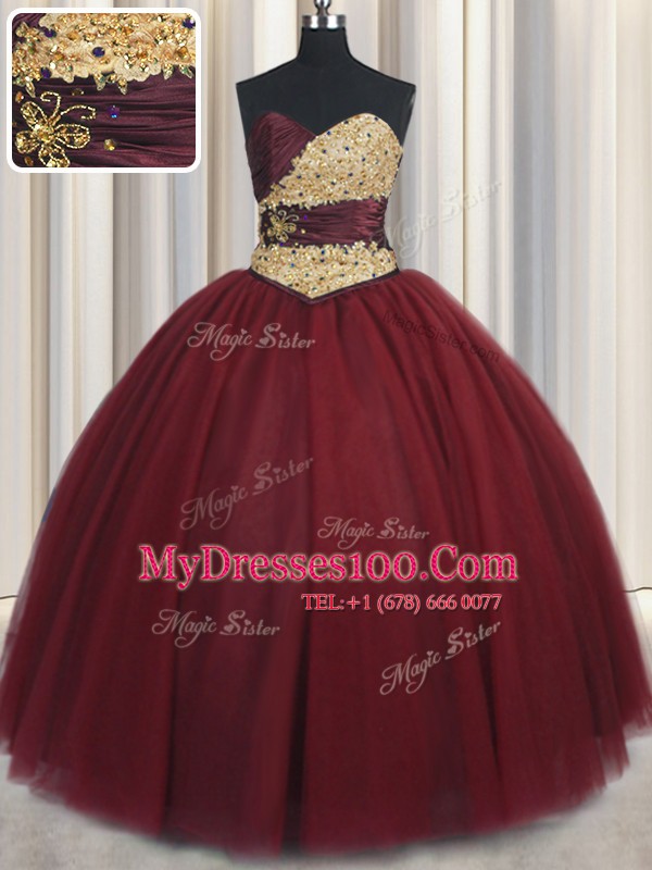 On Sale Sweetheart Sleeveless Tulle 15 Quinceanera Dress Beading and Appliques Lace Up
