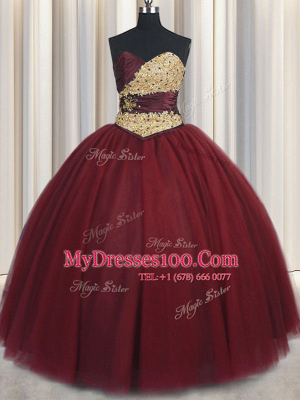 On Sale Sweetheart Sleeveless Tulle 15 Quinceanera Dress Beading and Appliques Lace Up