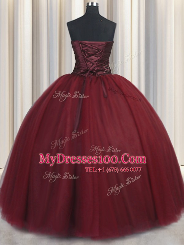 On Sale Sweetheart Sleeveless Tulle 15 Quinceanera Dress Beading and Appliques Lace Up