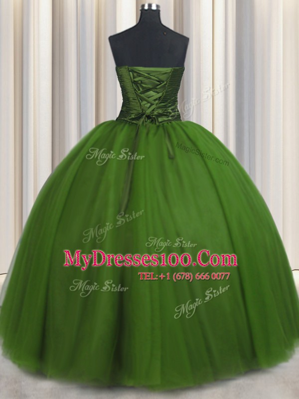 Sweetheart Sleeveless Tulle Quinceanera Dresses Beading and Ruching and Belt Lace Up