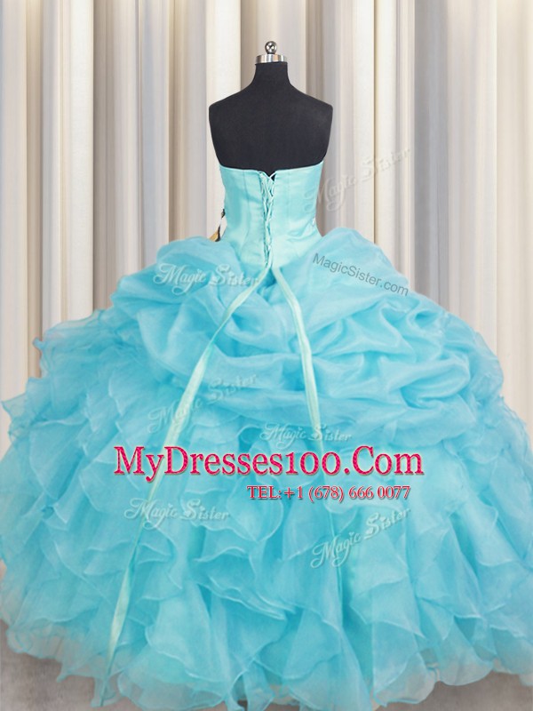 Beauteous Sleeveless Lace Up Floor Length Beading and Ruffles Sweet 16 Dresses