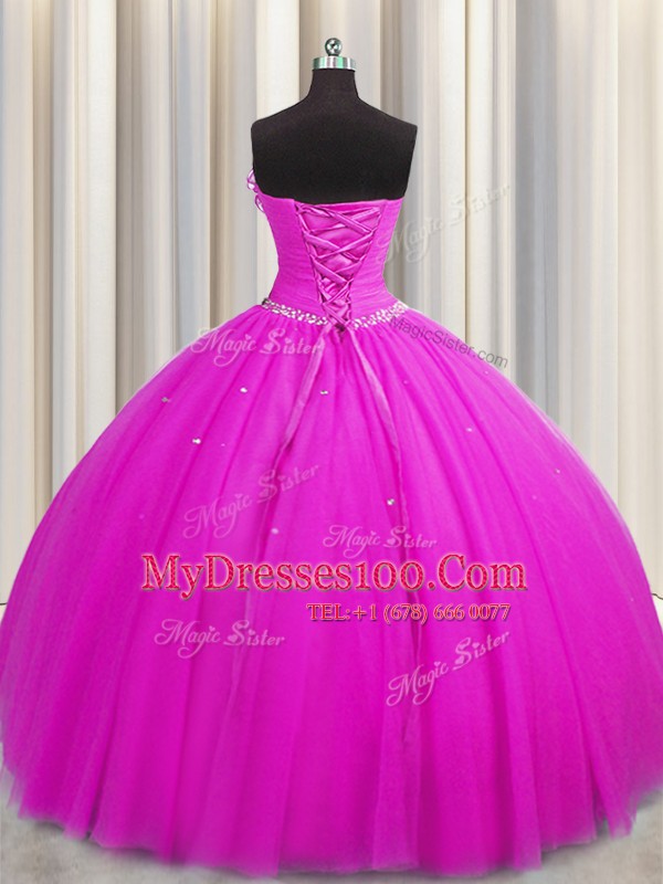 Fashionable Handcrafted Flower Sleeveless Lace Up Floor Length Beading and Sequins and Hand Made Flower Quinceanera Gowns