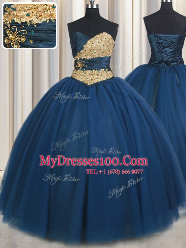 Custom Fit Teal Sleeveless Floor Length Beading and Ruching and Belt Lace Up Quinceanera Dresses