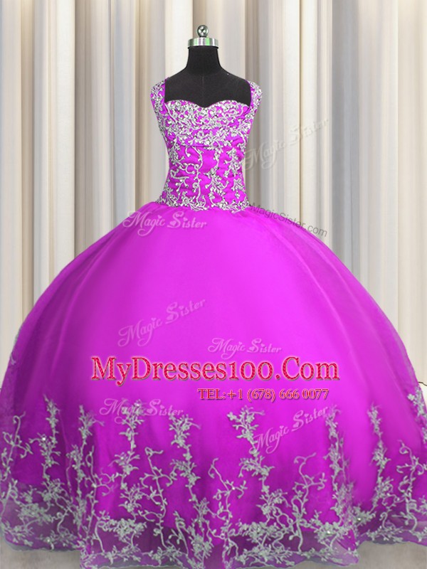 Floor Length Ball Gowns Sleeveless Purple Quinceanera Dress Lace Up