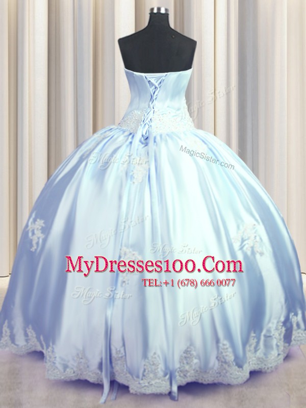 Appliques Quinceanera Gown Lavender Lace Up Sleeveless Floor Length